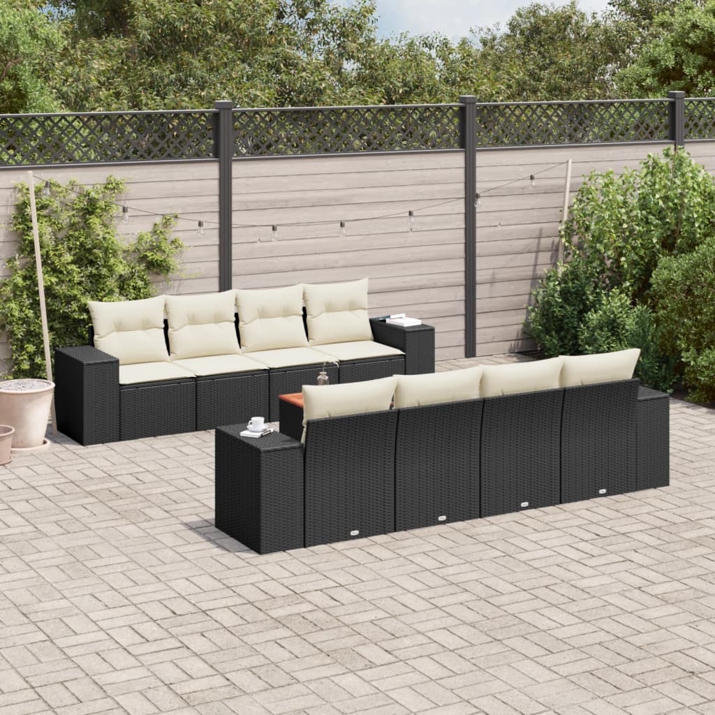 9-delige Loungeset met kussens poly rattan zwart is nu te koop bij PeponiXL, paradijselijk wonen!
