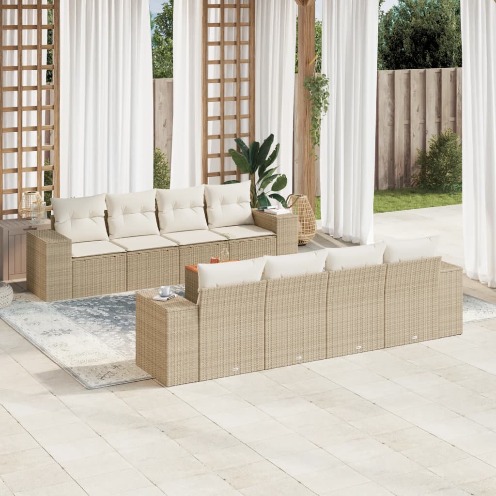 9-delige Loungeset met kussens poly rattan beige is nu te koop bij PeponiXL, paradijselijk wonen!