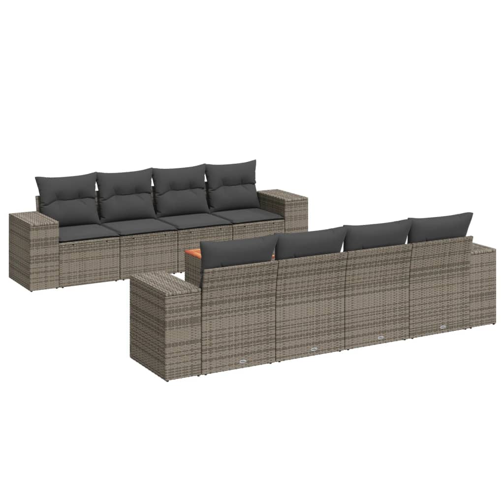 9-delige Loungeset met kussens poly rattan grijs is nu te koop bij PeponiXL, paradijselijk wonen!