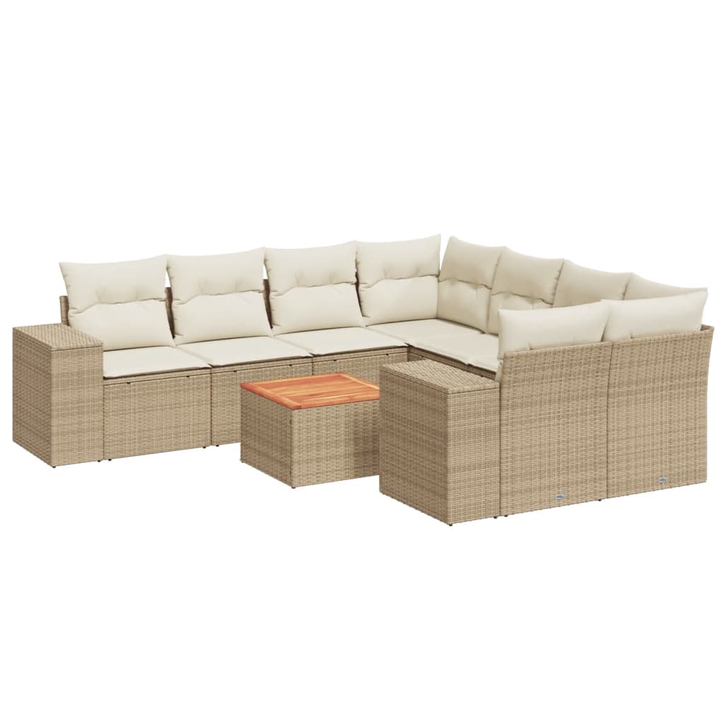 9-delige Loungeset met kussens poly rattan beige is nu te koop bij PeponiXL, paradijselijk wonen!