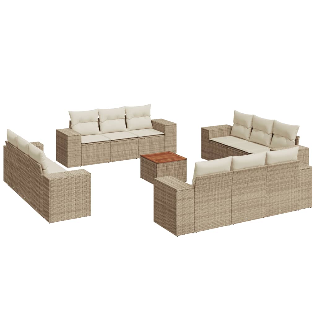 13-delige Loungeset met kussens poly rattan beige is nu te koop bij PeponiXL, paradijselijk wonen!
