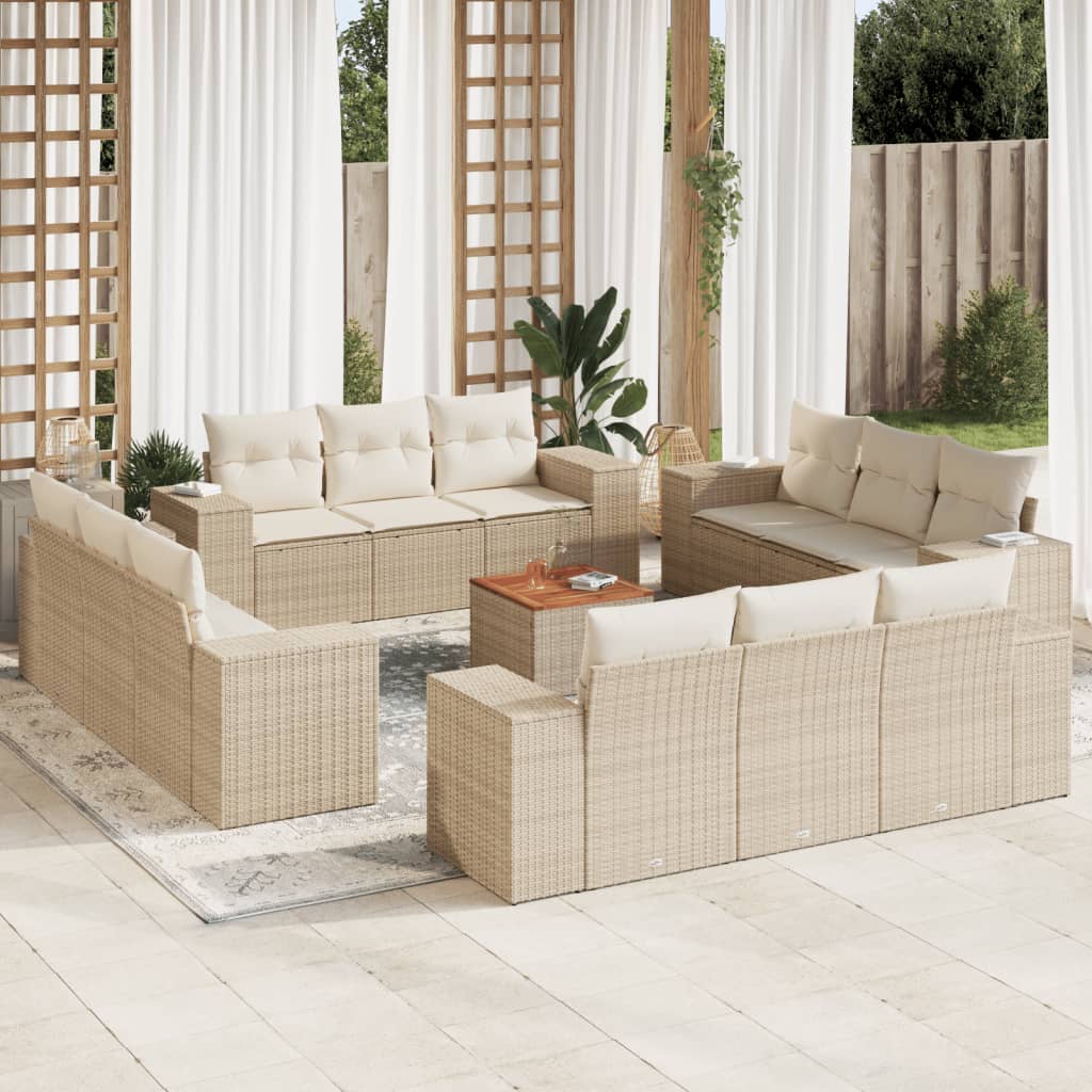 13-delige Loungeset met kussens poly rattan beige is nu te koop bij PeponiXL, paradijselijk wonen!