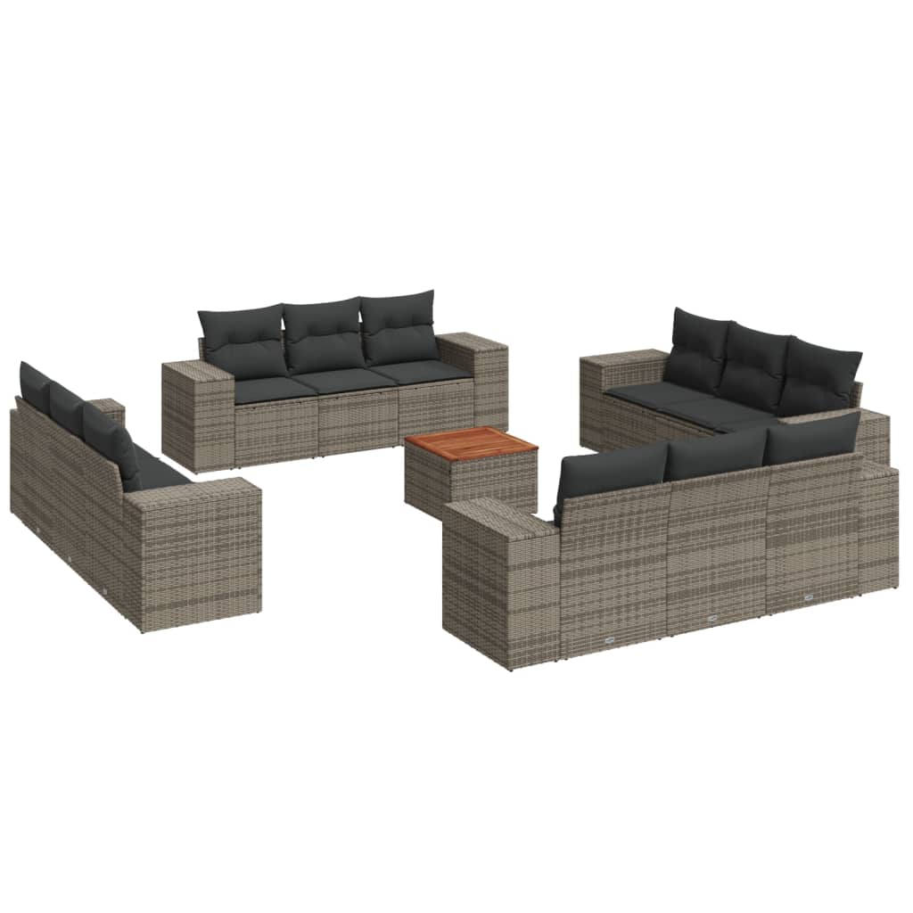 13-delige Loungeset met kussens poly rattan grijs is nu te koop bij PeponiXL, paradijselijk wonen!