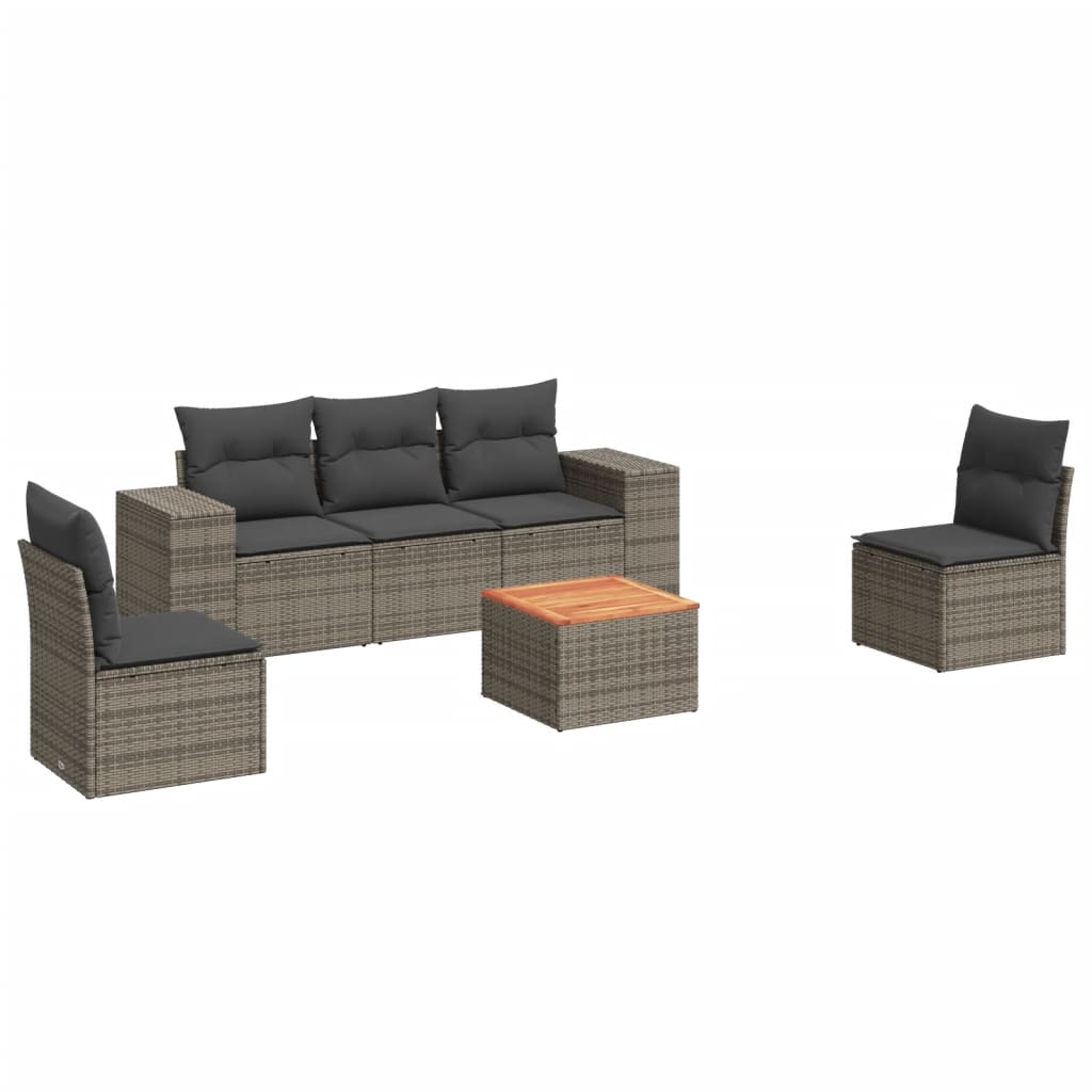 6-delige Loungeset met kussens poly rattan grijs is nu te koop bij PeponiXL, paradijselijk wonen!