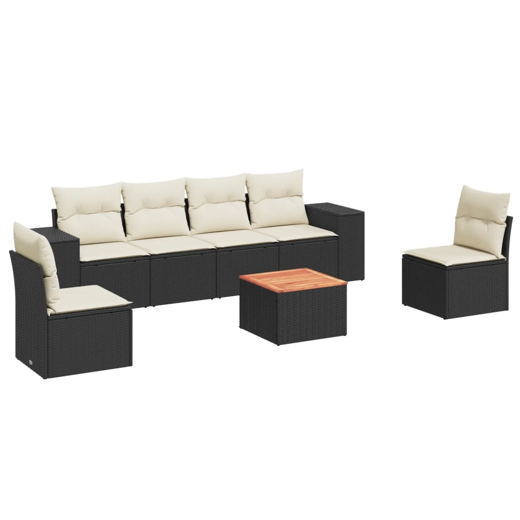 7-delige Loungeset met kussens poly rattan zwart is nu te koop bij PeponiXL, paradijselijk wonen!