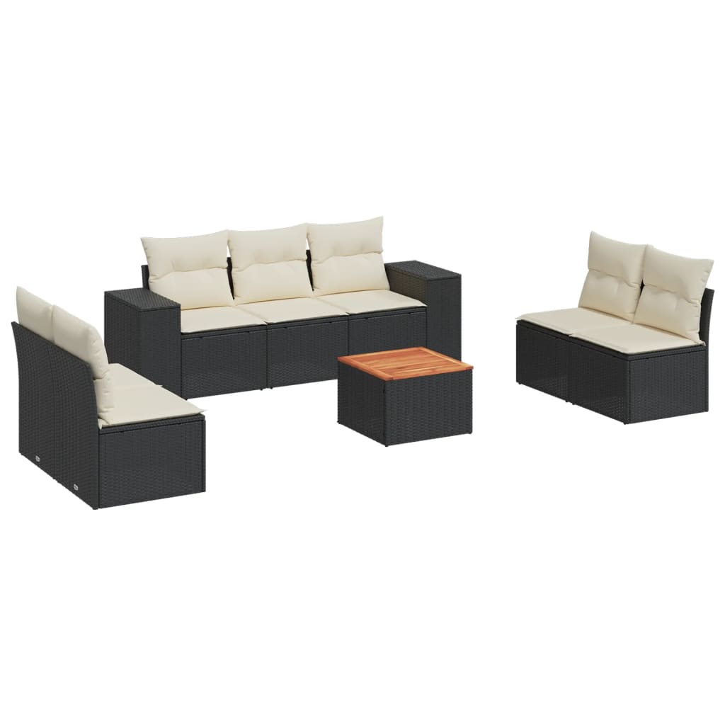 8-delige Loungeset met kussens poly rattan zwart is nu te koop bij PeponiXL, paradijselijk wonen!