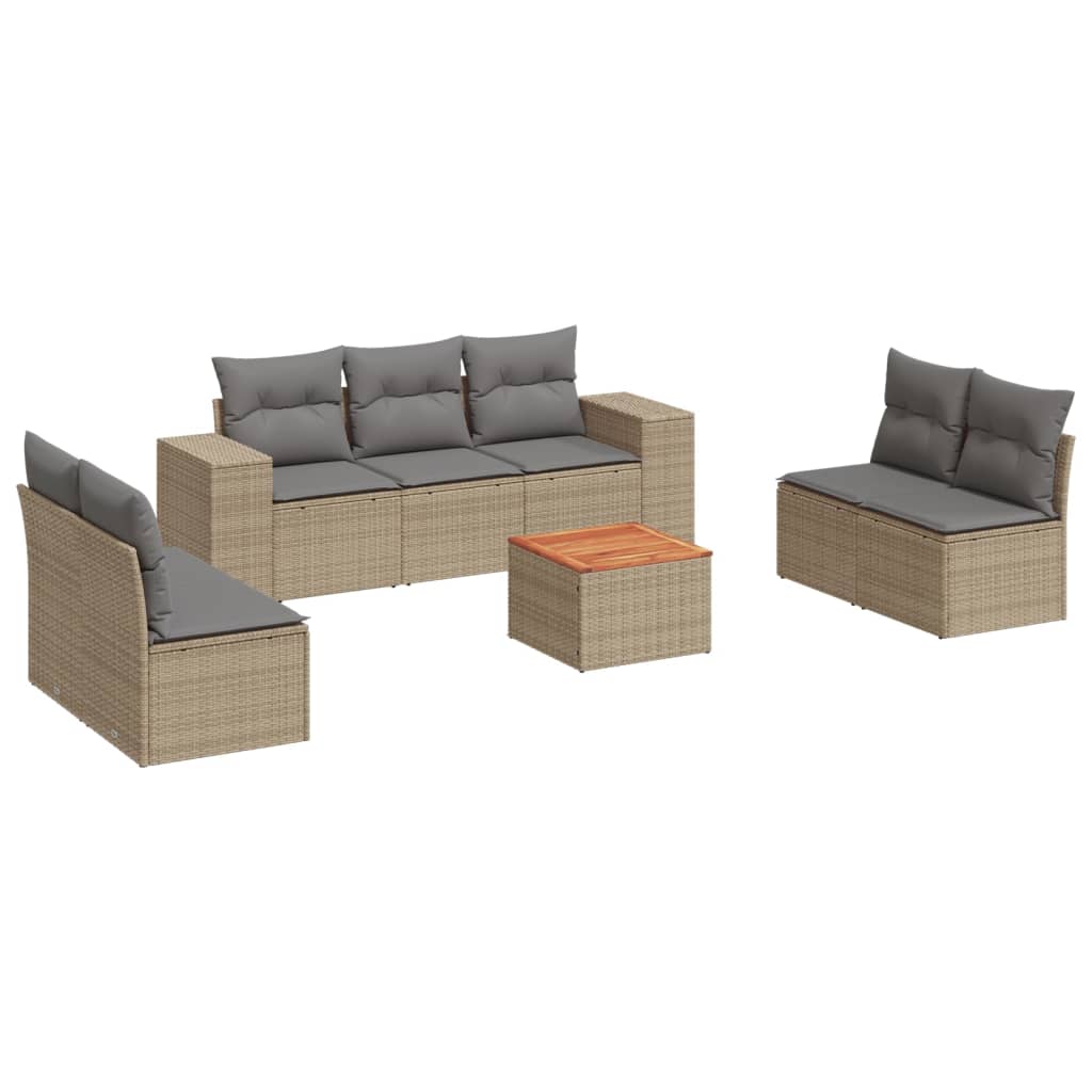 8-delige Loungeset met kussens poly rattan beige is nu te koop bij PeponiXL, paradijselijk wonen!