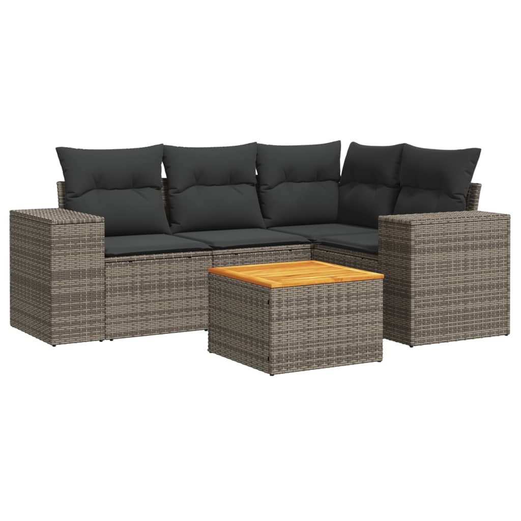 5-delige Loungeset met kussens poly rattan grijs is nu te koop bij PeponiXL, paradijselijk wonen!