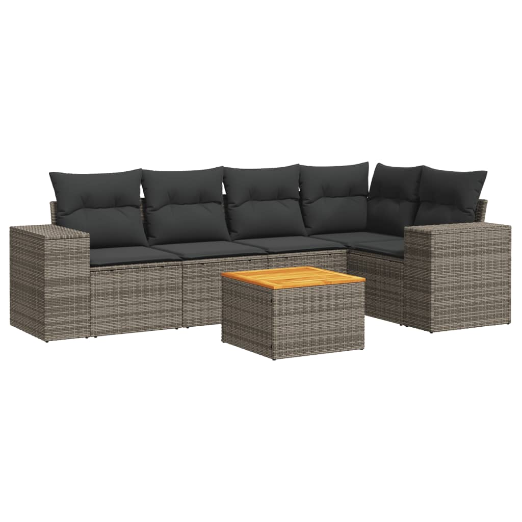 6-delige Loungeset met kussens poly rattan grijs is nu te koop bij PeponiXL, paradijselijk wonen!