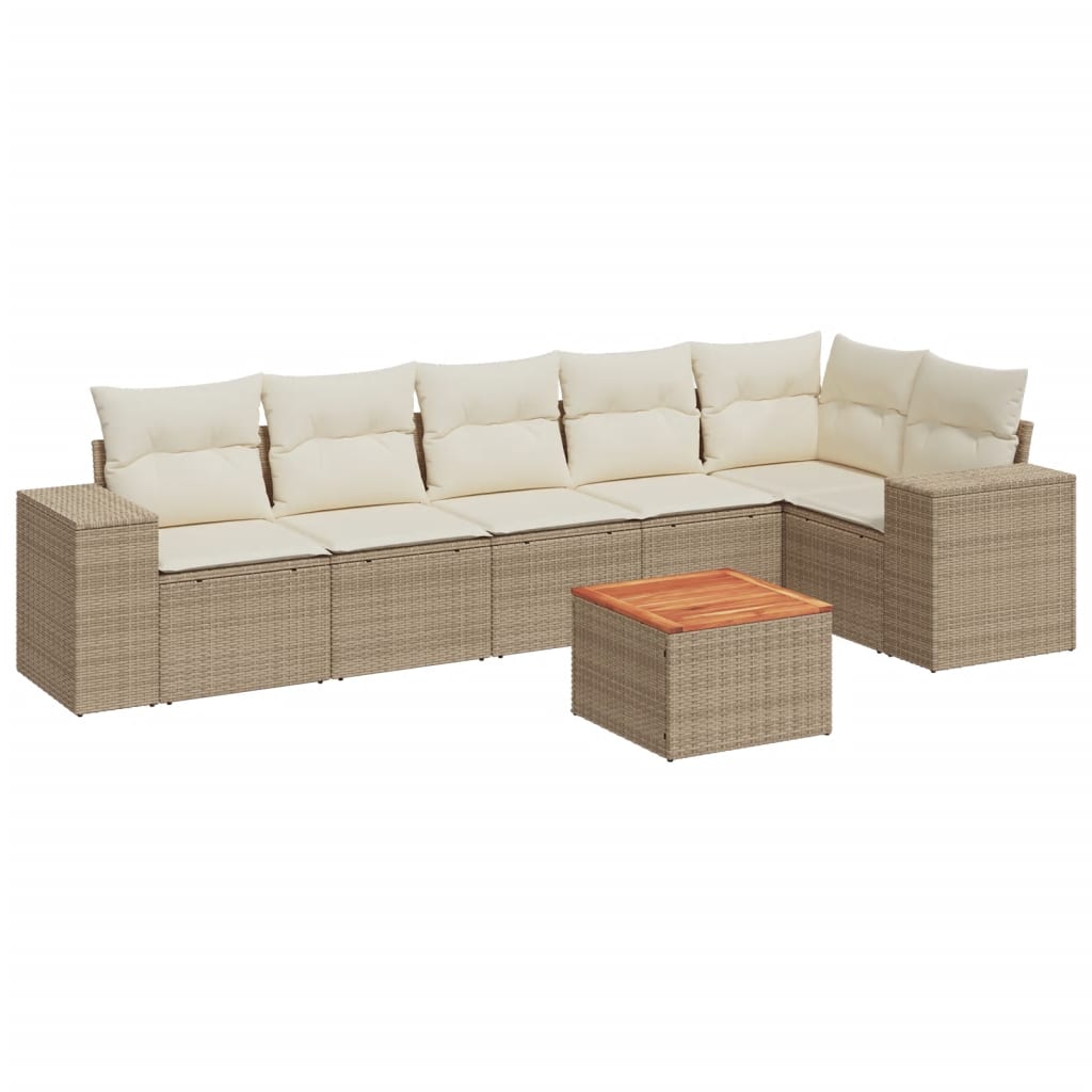 7-delige Loungeset met kussens poly rattan beige is nu te koop bij PeponiXL, paradijselijk wonen!