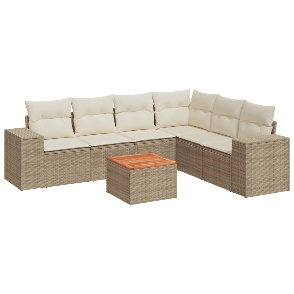 7-delige Loungeset met kussens poly rattan beige is nu te koop bij PeponiXL, paradijselijk wonen!