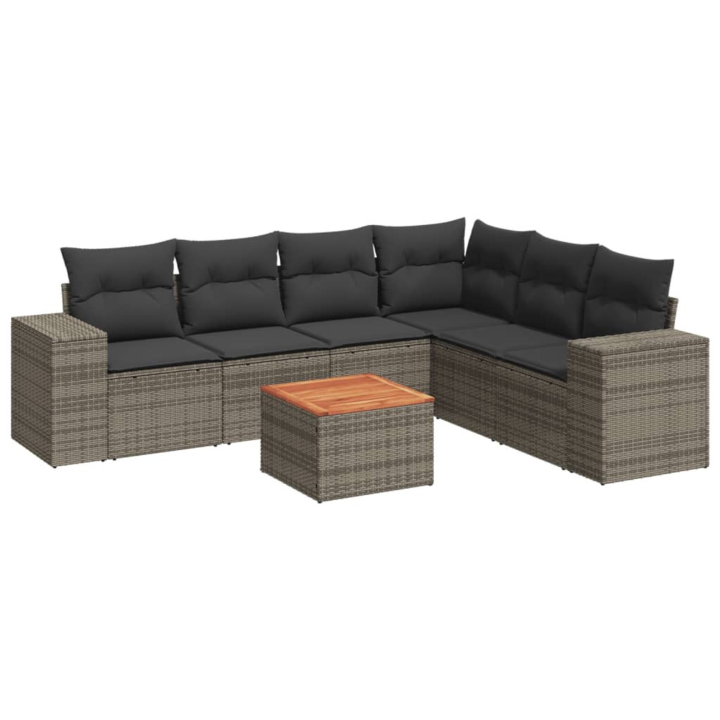 7-delige Loungeset met kussens poly rattan grijs is nu te koop bij PeponiXL, paradijselijk wonen!
