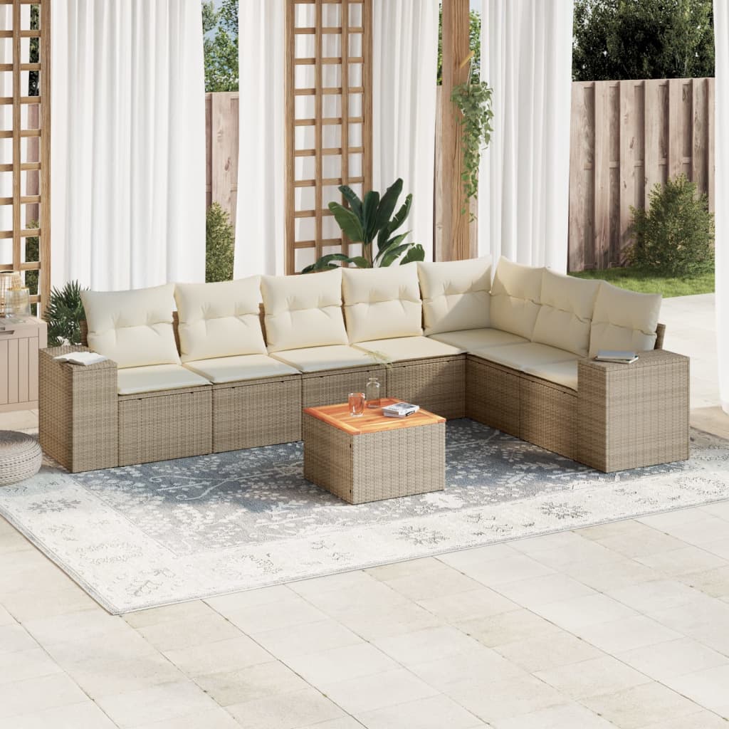8-delige Loungeset met kussens poly rattan beige is nu te koop bij PeponiXL, paradijselijk wonen!