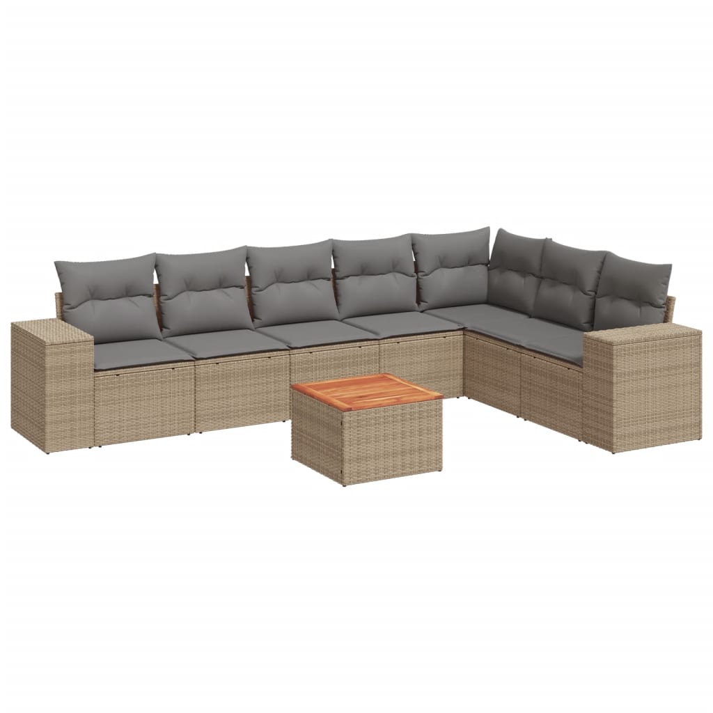 8-delige Loungeset met kussens poly rattan beige is nu te koop bij PeponiXL, paradijselijk wonen!
