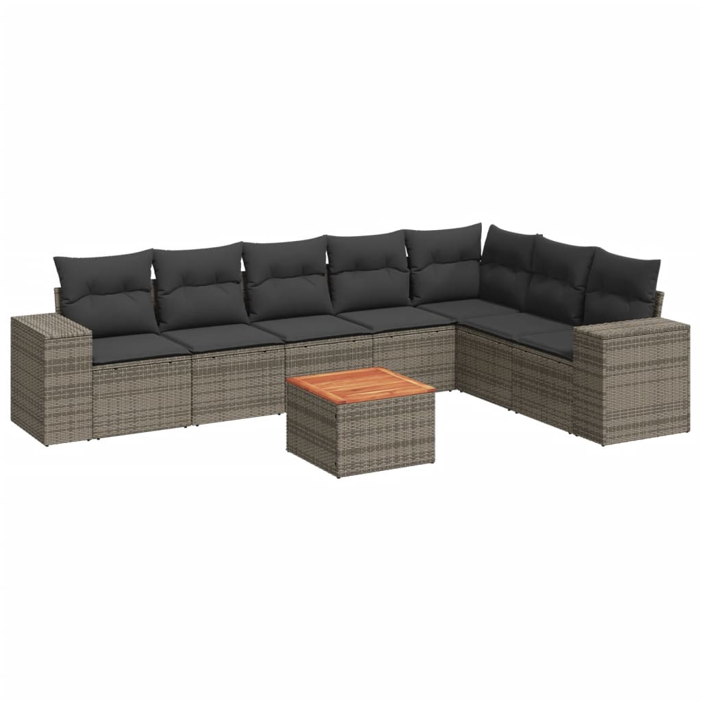 8-delige Loungeset met kussens poly rattan grijs is nu te koop bij PeponiXL, paradijselijk wonen!