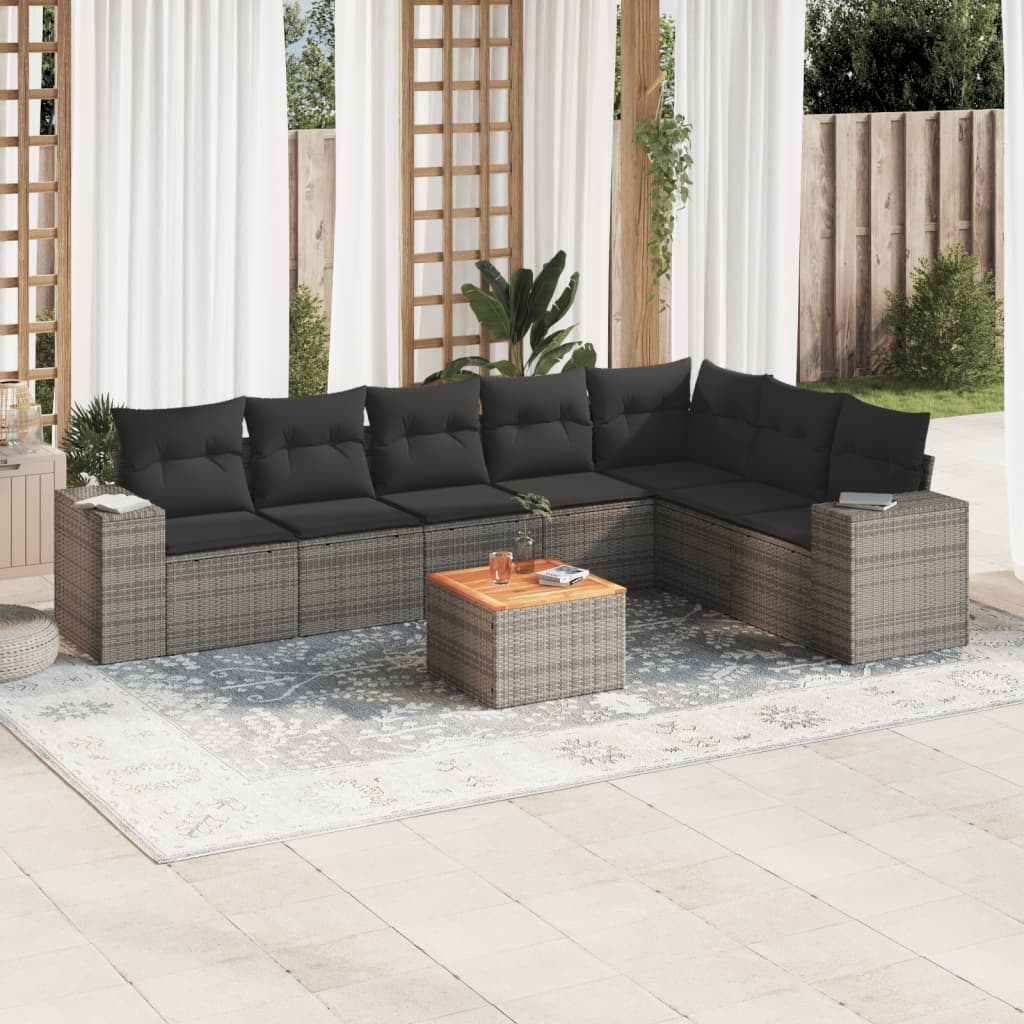 8-delige Loungeset met kussens poly rattan grijs is nu te koop bij PeponiXL, paradijselijk wonen!