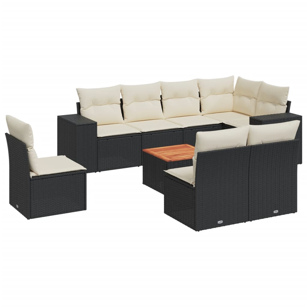 9-delige Loungeset met kussens poly rattan zwart is nu te koop bij PeponiXL, paradijselijk wonen!