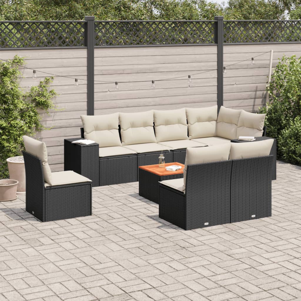 9-delige Loungeset met kussens poly rattan zwart is nu te koop bij PeponiXL, paradijselijk wonen!