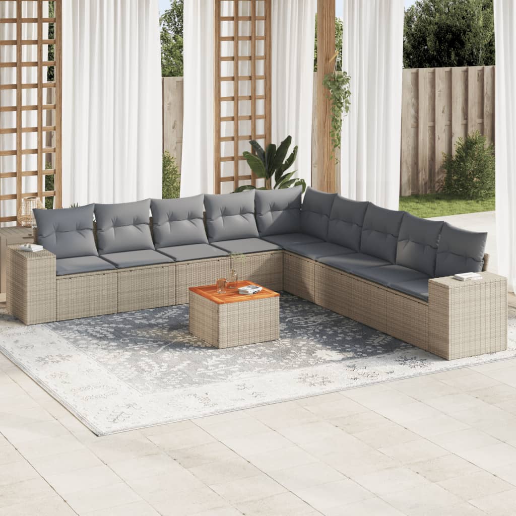 10-delige Loungeset met kussens poly rattan beige is nu te koop bij PeponiXL, paradijselijk wonen!