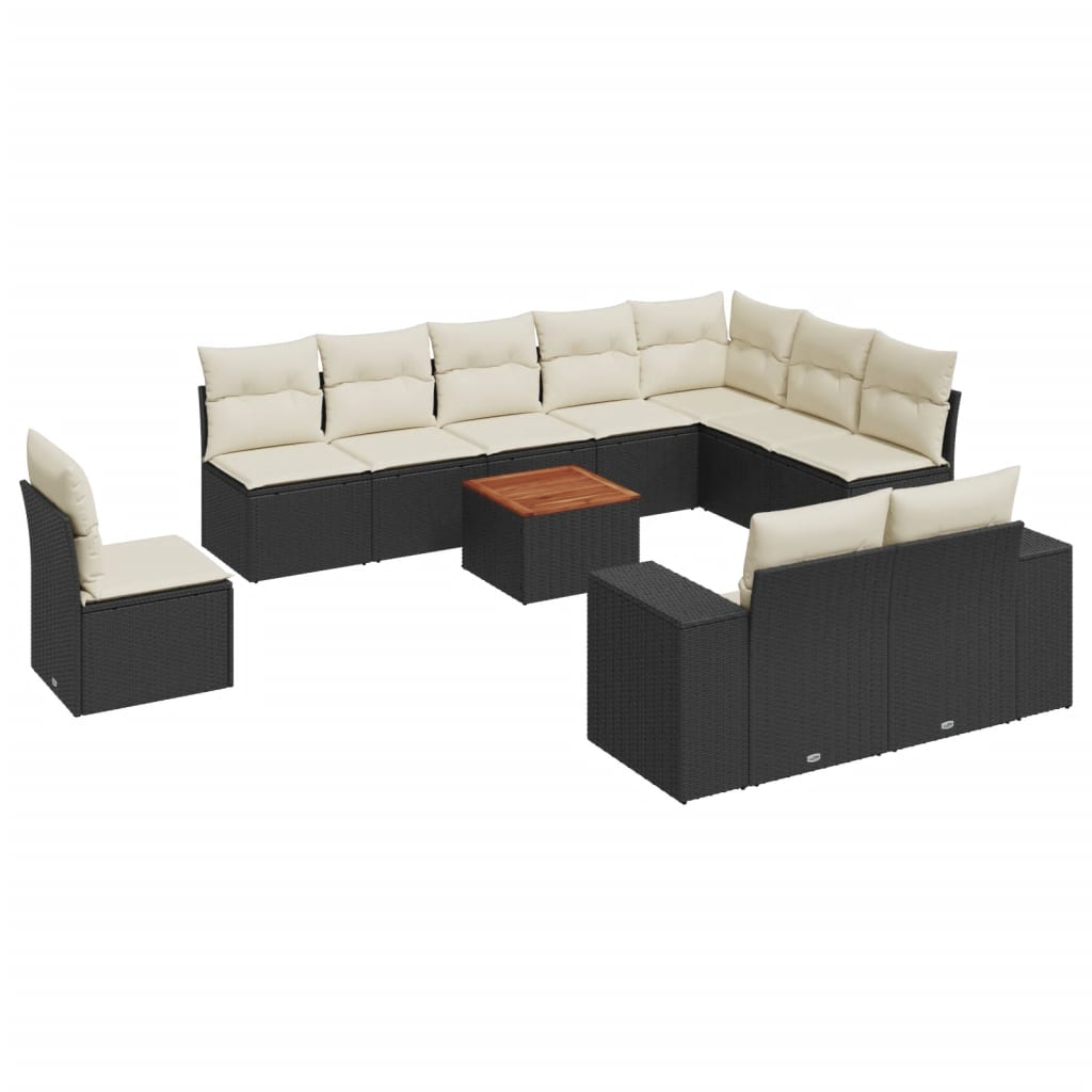 11-delige Loungeset met kussens poly rattan zwart is nu te koop bij PeponiXL, paradijselijk wonen!