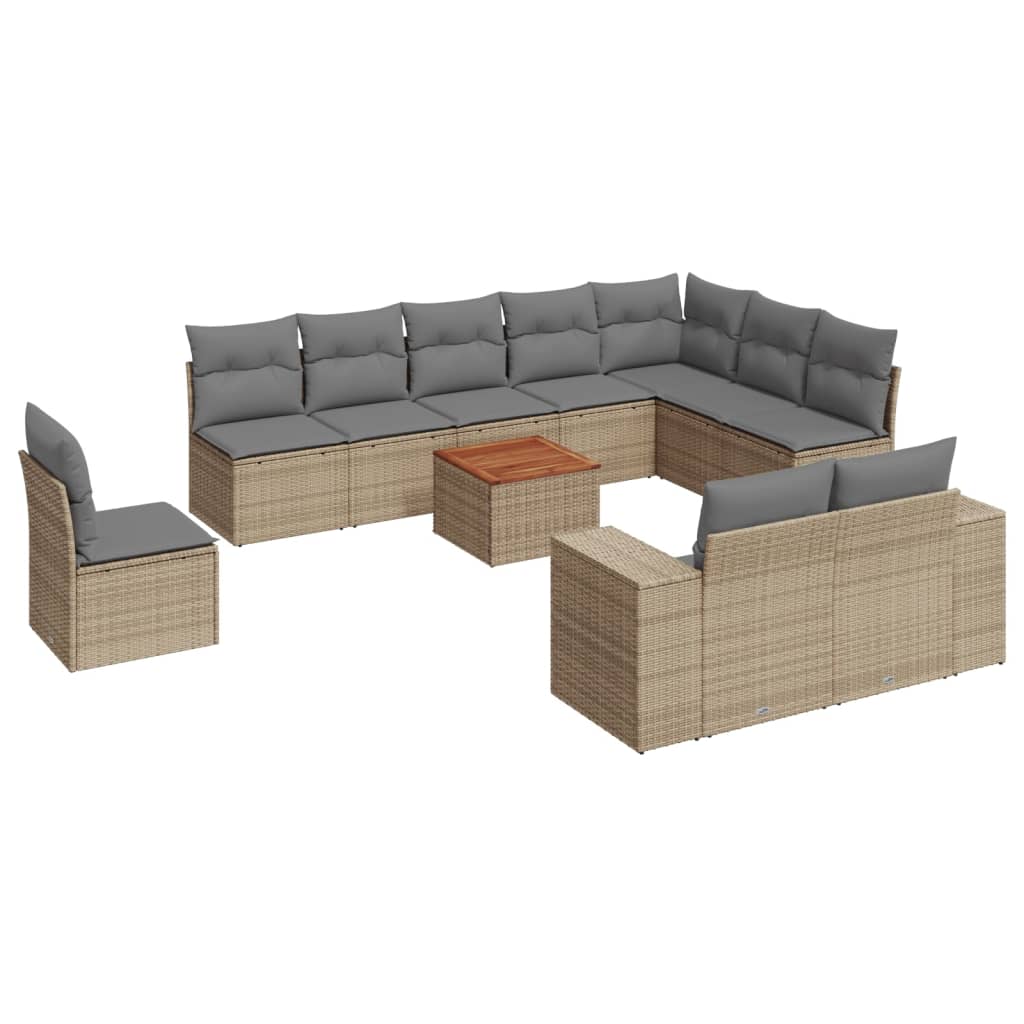 11-delige Tuinset met kussens poly rattan beige is nu te koop bij PeponiXL, paradijselijk wonen!