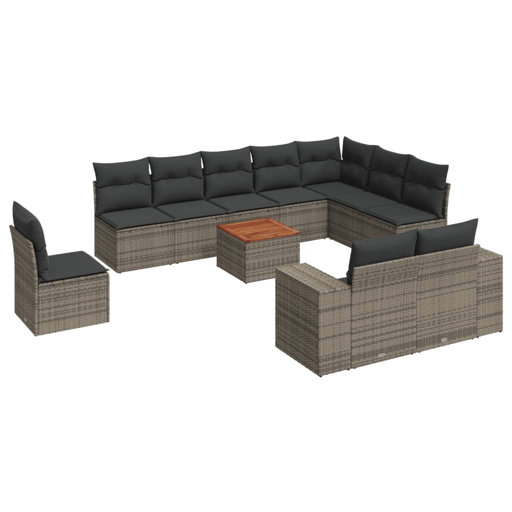 11-delige Loungeset met kussens poly rattan grijs is nu te koop bij PeponiXL, paradijselijk wonen!