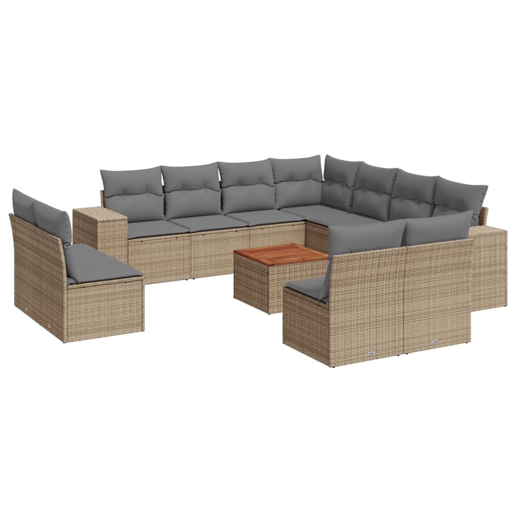 12-delige Loungeset met kussens poly rattan beige is nu te koop bij PeponiXL, paradijselijk wonen!