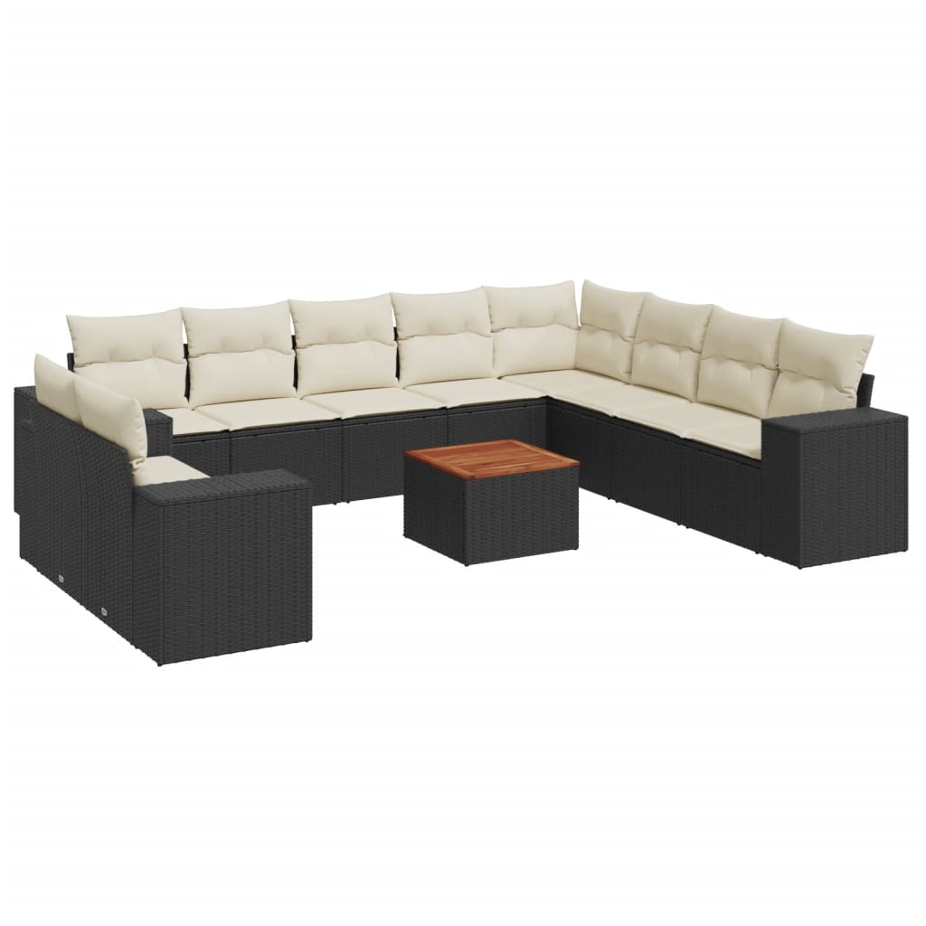 11-delige Loungeset met kussens poly rattan zwart is nu te koop bij PeponiXL, paradijselijk wonen!