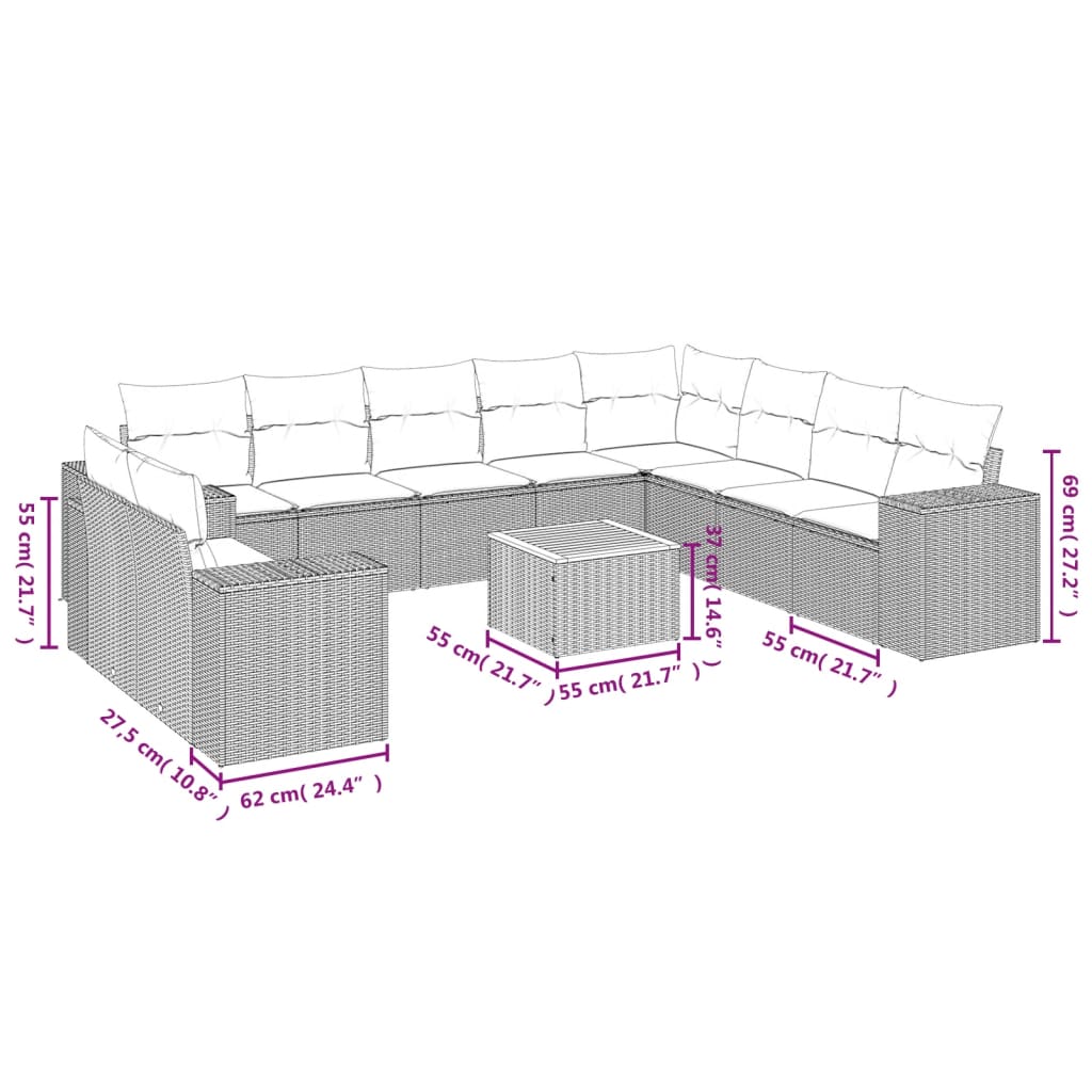 11-delige Tuinset met kussens poly rattan beige is nu te koop bij PeponiXL, paradijselijk wonen!