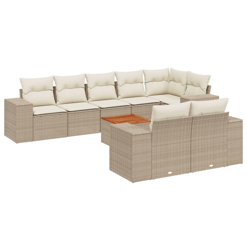 9-delige Loungeset met kussens poly rattan beige is nu te koop bij PeponiXL, paradijselijk wonen!