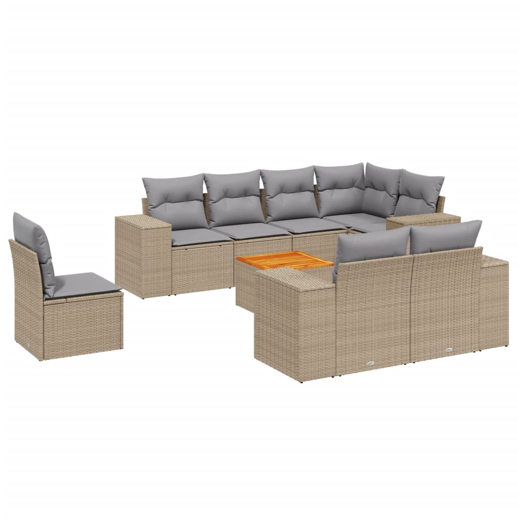 9-delige Loungeset met kussens poly rattan beige is nu te koop bij PeponiXL, paradijselijk wonen!