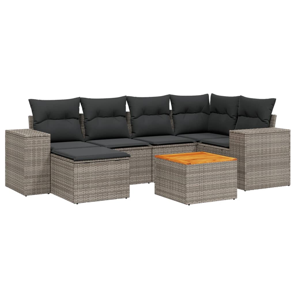7-delige Loungeset met kussens poly rattan grijs is nu te koop bij PeponiXL, paradijselijk wonen!