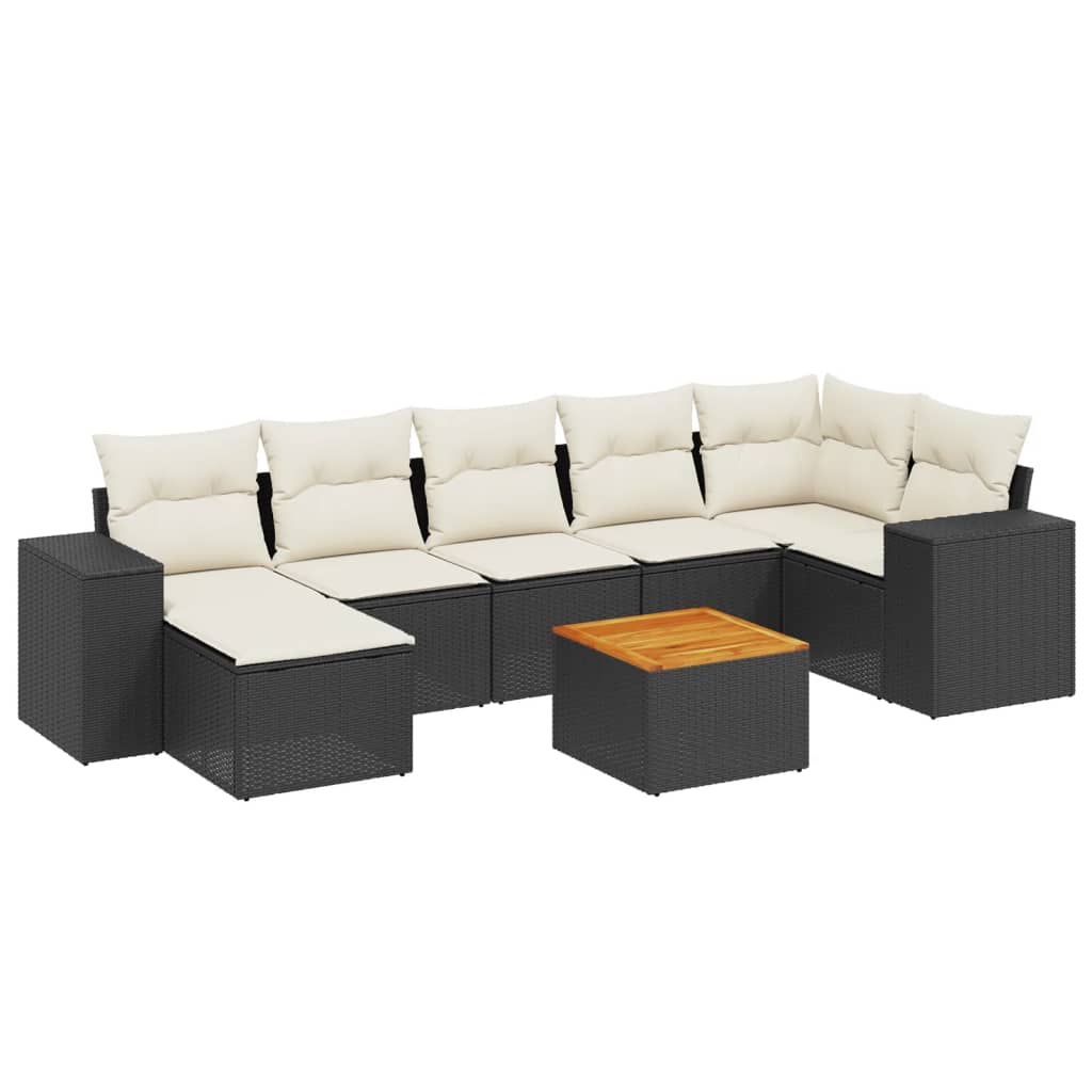 8-delige Loungeset met kussens poly rattan zwart is nu te koop bij PeponiXL, paradijselijk wonen!