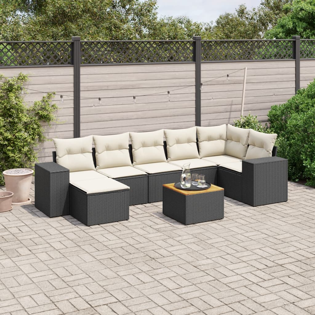 8-delige Loungeset met kussens poly rattan zwart is nu te koop bij PeponiXL, paradijselijk wonen!