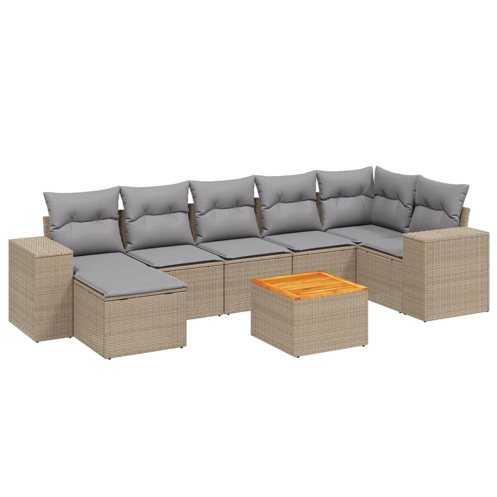 8-delige Loungeset met kussens poly rattan beige is nu te koop bij PeponiXL, paradijselijk wonen!