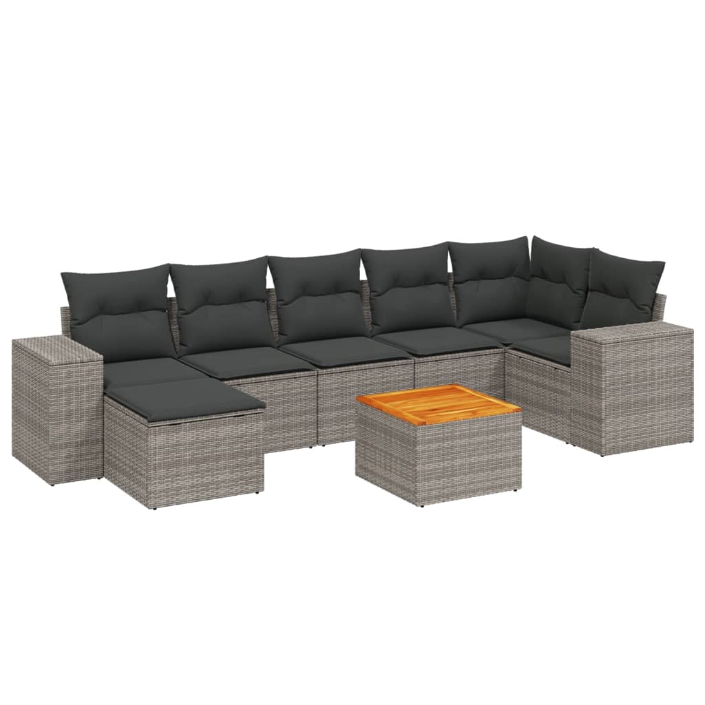 8-delige Loungeset met kussens poly rattan grijs is nu te koop bij PeponiXL, paradijselijk wonen!