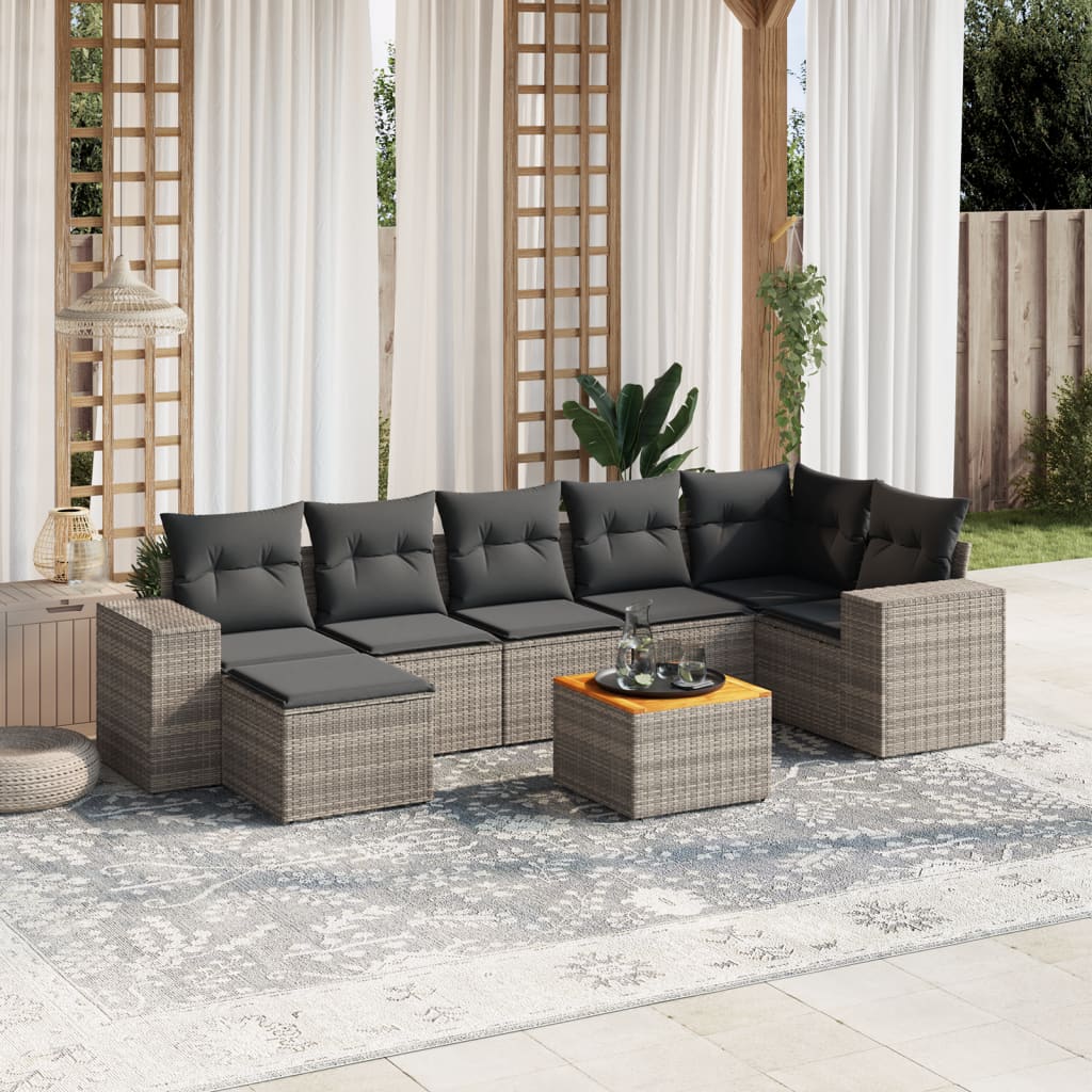 8-delige Loungeset met kussens poly rattan grijs is nu te koop bij PeponiXL, paradijselijk wonen!