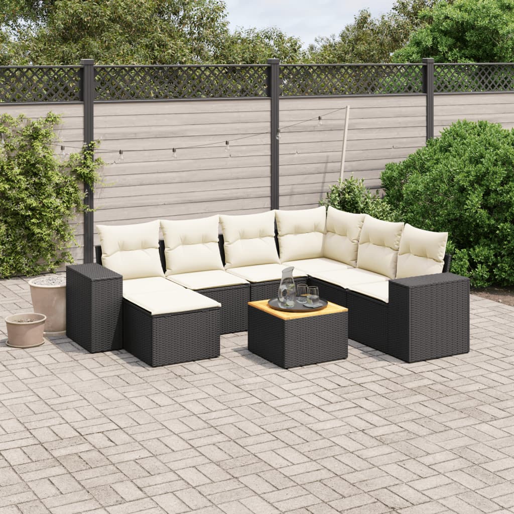 8-delige Loungeset met kussens poly rattan zwart is nu te koop bij PeponiXL, paradijselijk wonen!