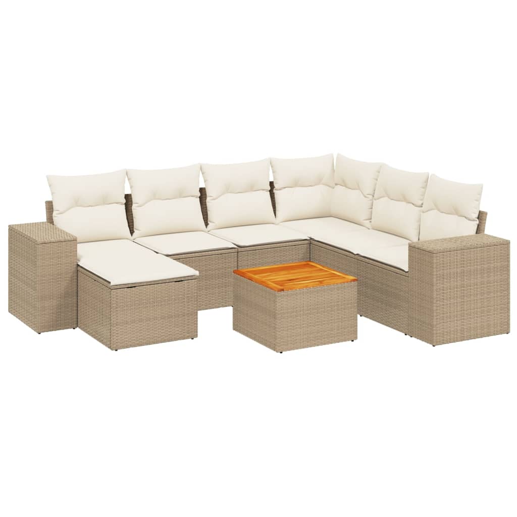 8-delige Loungeset met kussens poly rattan beige is nu te koop bij PeponiXL, paradijselijk wonen!