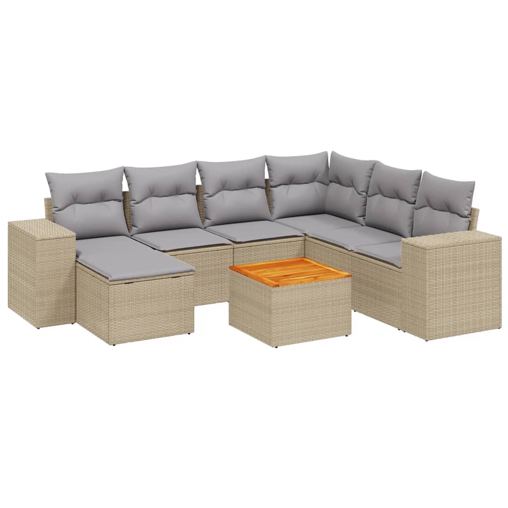 8-delige Loungeset met kussens poly rattan beige is nu te koop bij PeponiXL, paradijselijk wonen!