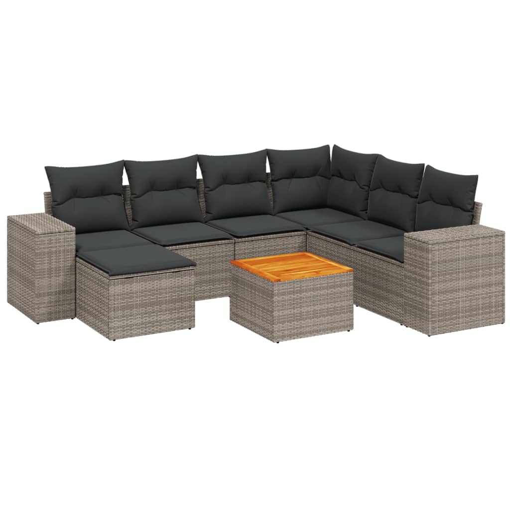 8-delige Loungeset met kussens poly rattan grijs is nu te koop bij PeponiXL, paradijselijk wonen!