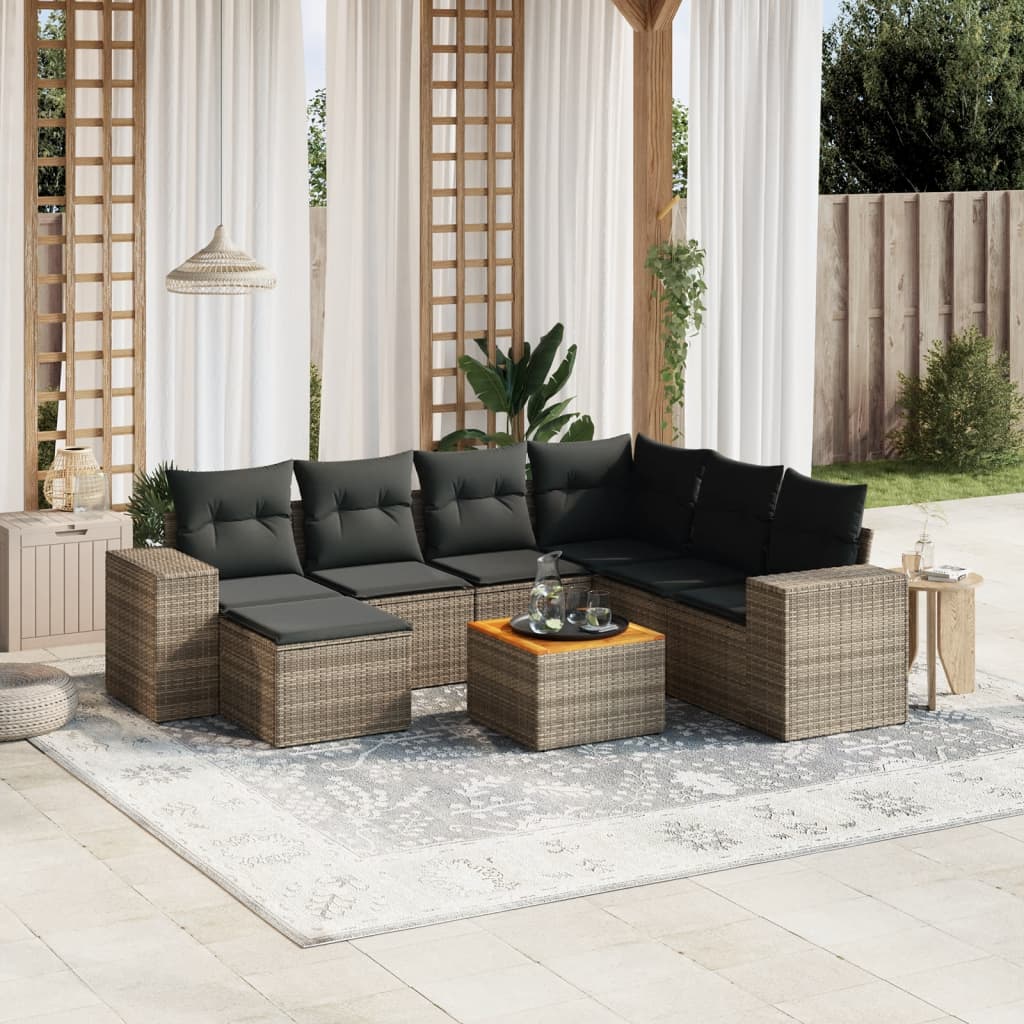 8-delige Loungeset met kussens poly rattan grijs is nu te koop bij PeponiXL, paradijselijk wonen!