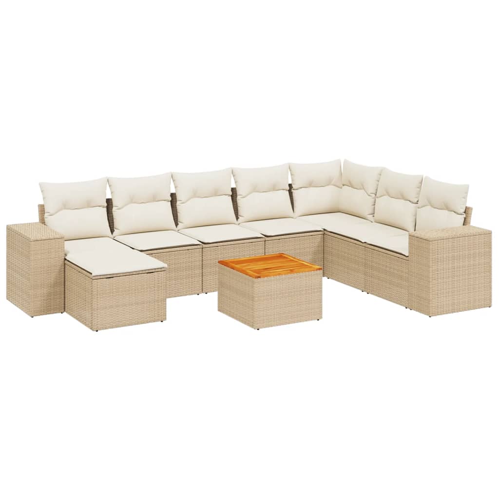 9-delige Loungeset met kussens poly rattan beige is nu te koop bij PeponiXL, paradijselijk wonen!