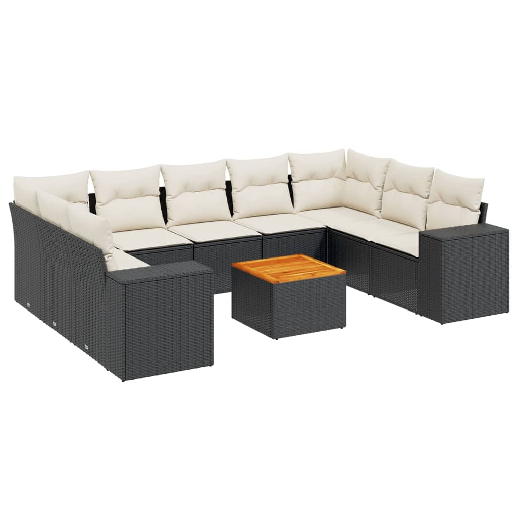 10-delige Loungeset met kussens poly rattan zwart is nu te koop bij PeponiXL, paradijselijk wonen!