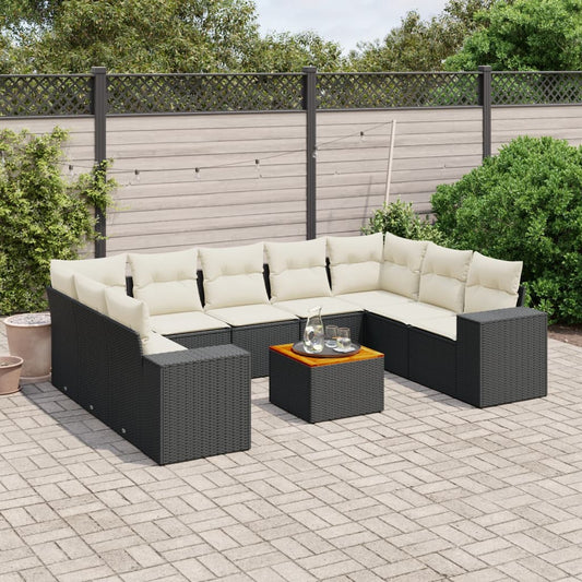 10-delige Loungeset met kussens poly rattan zwart is nu te koop bij PeponiXL, paradijselijk wonen!