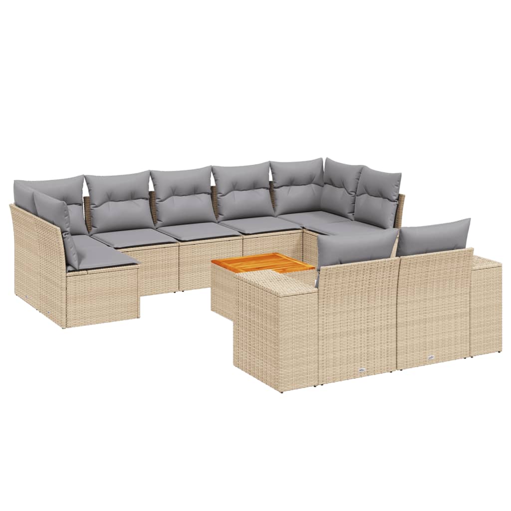 10-delige Loungeset met kussens poly rattan beige is nu te koop bij PeponiXL, paradijselijk wonen!