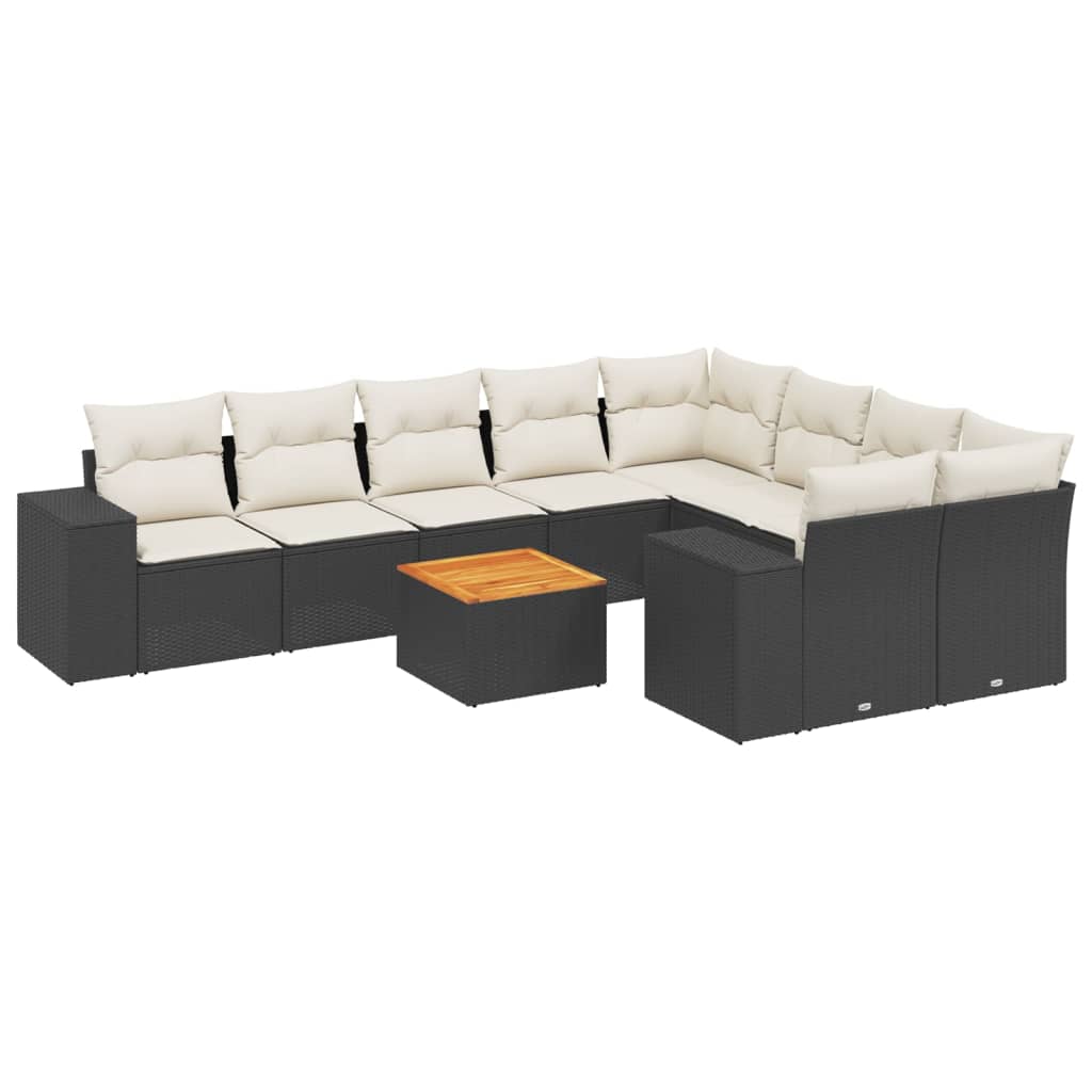 10-delige Loungeset met kussens poly rattan zwart is nu te koop bij PeponiXL, paradijselijk wonen!
