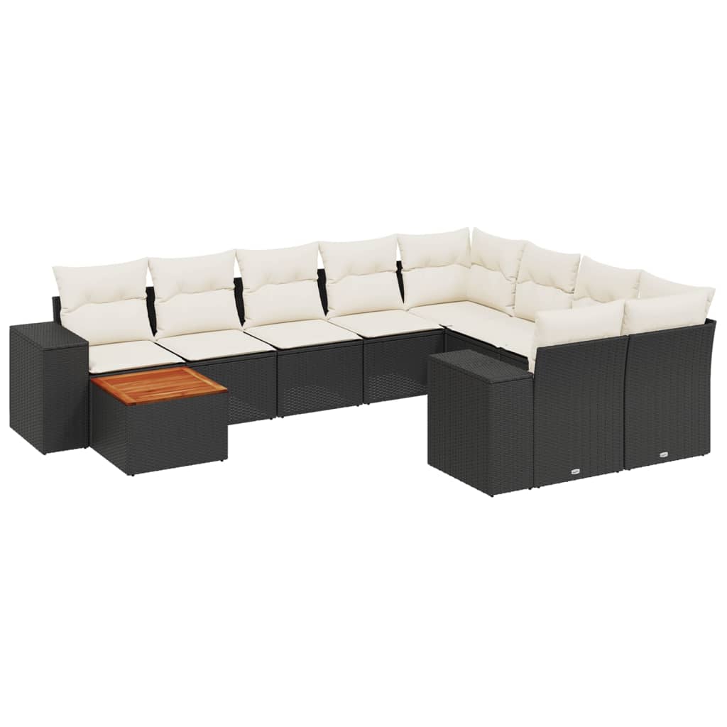 10-delige Loungeset met kussens poly rattan zwart is nu te koop bij PeponiXL, paradijselijk wonen!