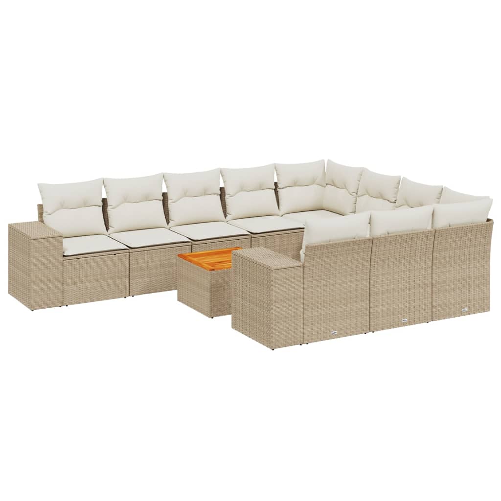 11-delige Tuinset met kussens poly rattan beige is nu te koop bij PeponiXL, paradijselijk wonen!