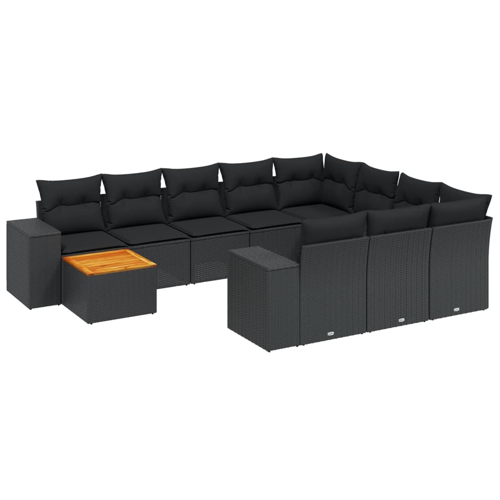 11-delige Loungeset met kussens poly rattan zwart is nu te koop bij PeponiXL, paradijselijk wonen!